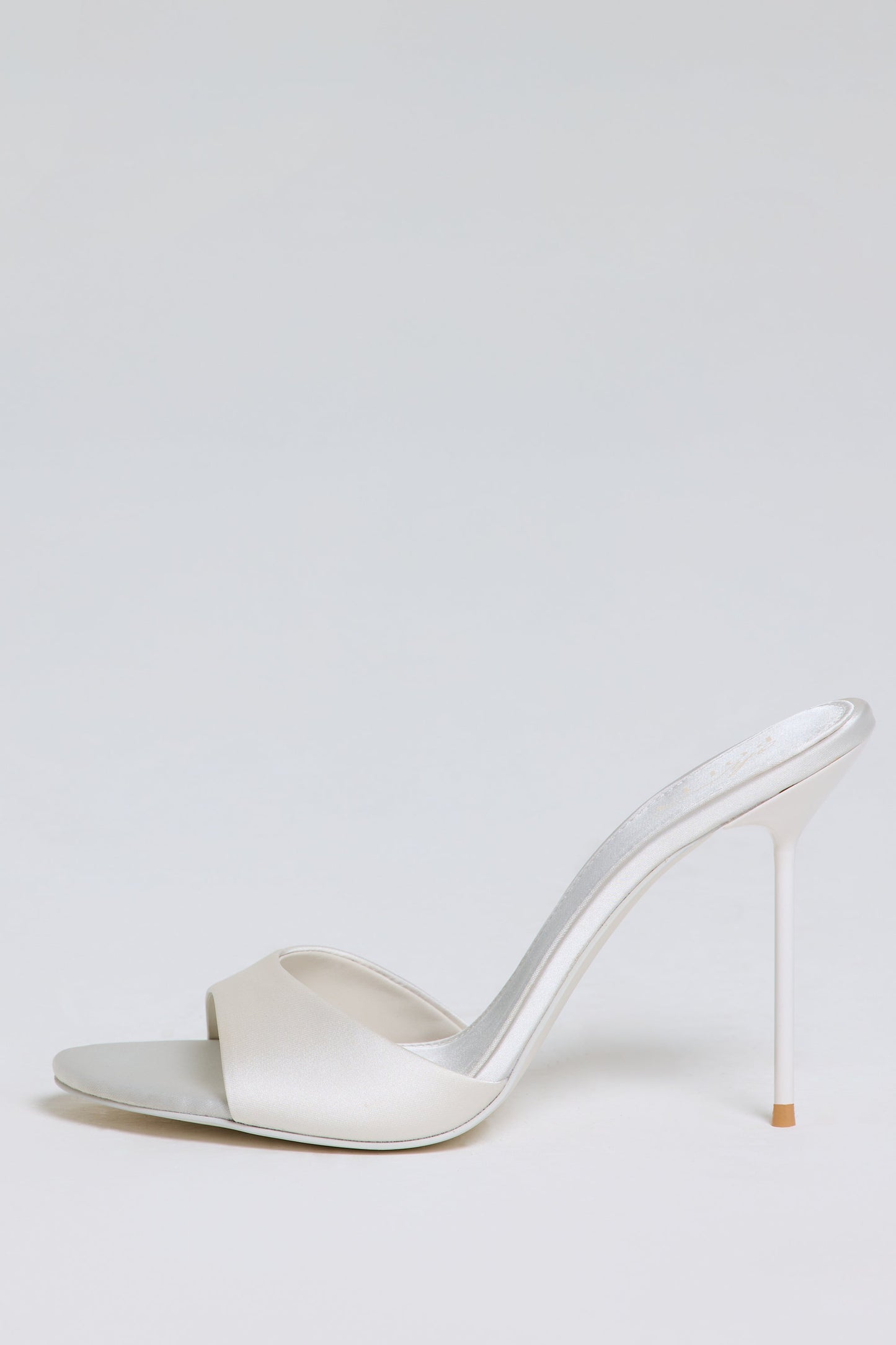 Heeled Mule Sandal in Pearl White
