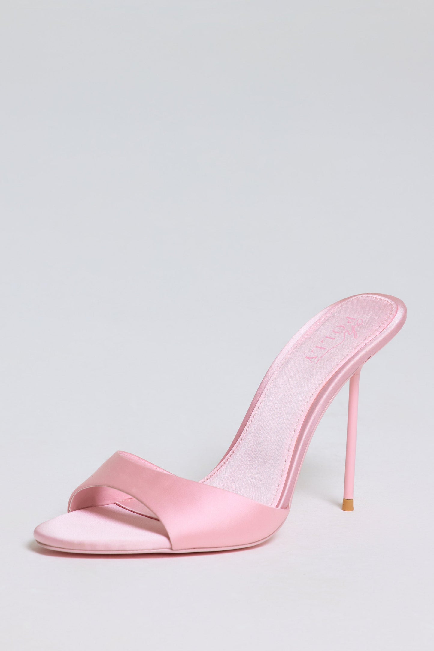 Heeled Mule Sandal in Soft Pink